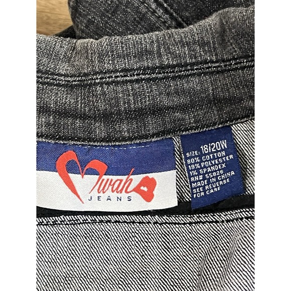 Vintage MWAH Jean Jacket XXL Black Denim 90s Y2K Rock Motorcycle Cozy Goth - Picture 4 of 4